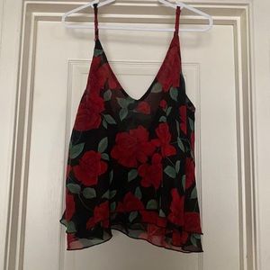 Rose print tank with low back